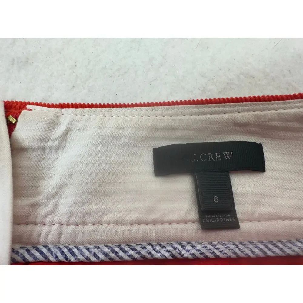 J. Crew Women's Corduroy Mini Skirt Red SZ 6 Preppy Casual